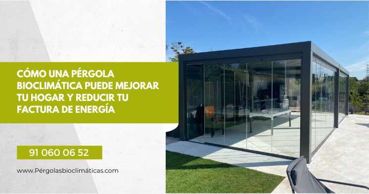 Pérgola bioclimática con cerramiento de cristal